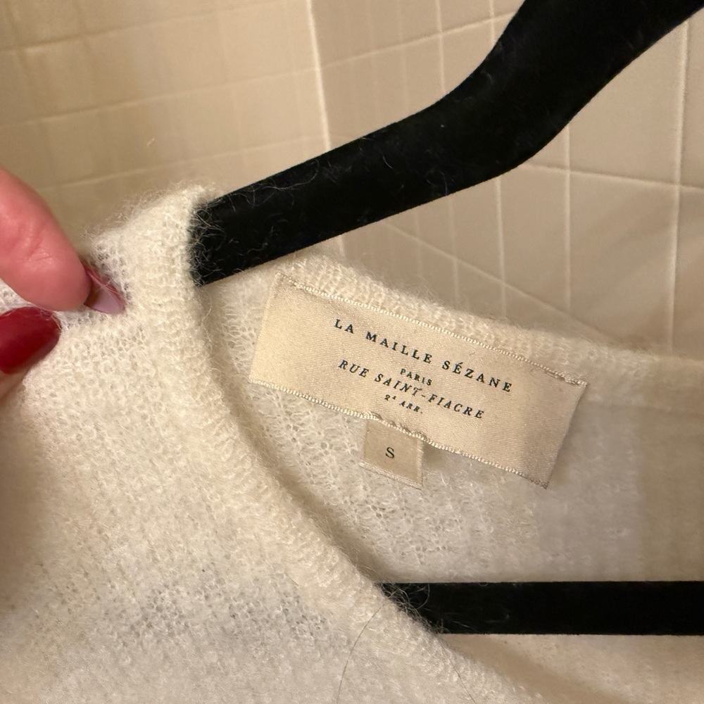 Sezane Soft Cream Knit Cardigan - Picture 4 of 6